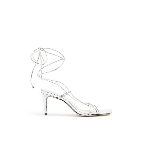 SCHUTZ Womens Silver Antosha Toe Kitten Heel Leather Heeled Thong Sandals 5 B - Picture 2 of 2